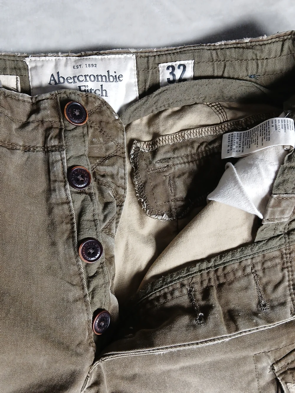 Y2K Abercrombie & Fitch Cargo Shorts 32 Baggy Heavyweight Distressed VTG